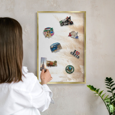 Metalen magneetbord met lijst in het goud Essentiële grassen