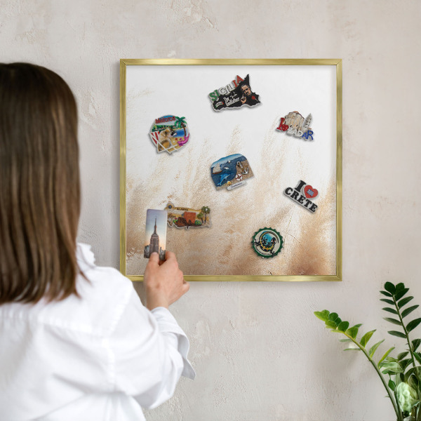 Metalen magneetbord met lijst in het goud Essentiële grassen