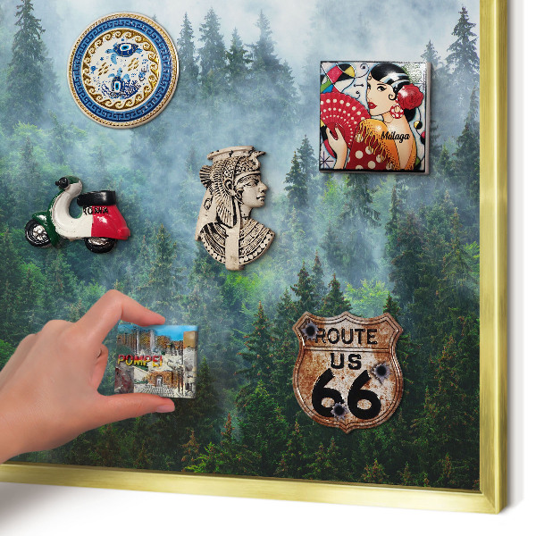 Magnetisch bord voor reismagneten met gouden lijst Mysterieus bos
