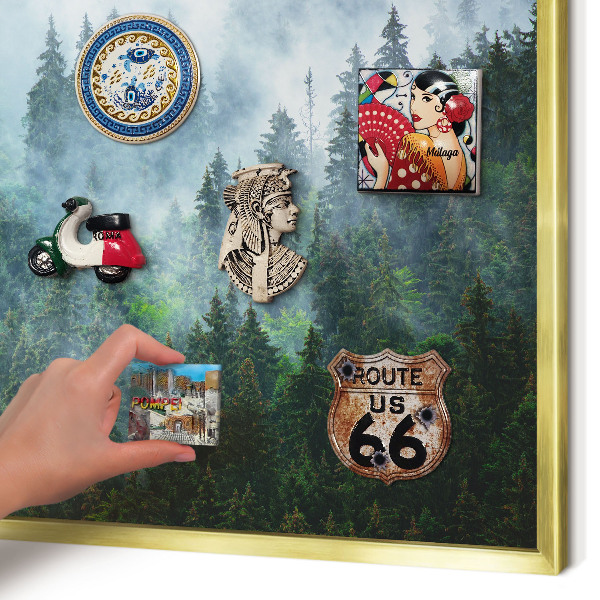 Magnetisch bord voor reismagneten met gouden lijst Mysterieus bos