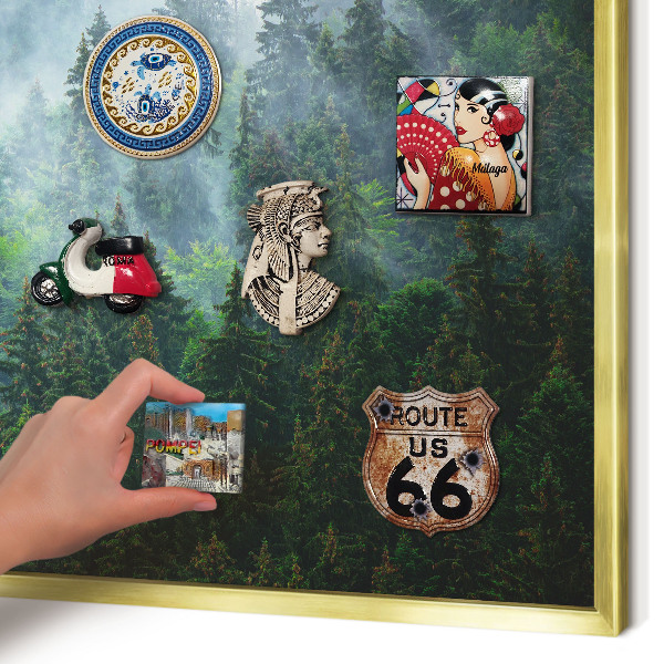 Magnetisch bord voor reismagneten met gouden lijst Mysterieus bos
