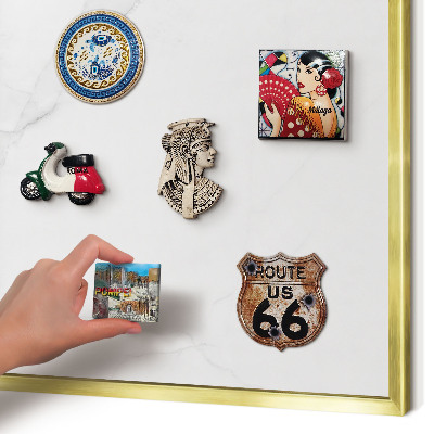 Metalen magneetbord met lijst in het goud Marmerpatroon