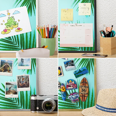 Metalen magneetbord met lijst in het goud Groene bladeren