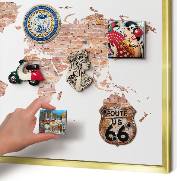 Metalen magneetbord met lijst in het goud Bakstenen plattegrond