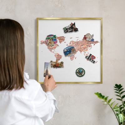 Metalen magneetbord met lijst in het goud Bakstenen plattegrond