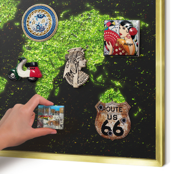 Magnetisch bord voor reismagneten met gouden lijst Groene kaart