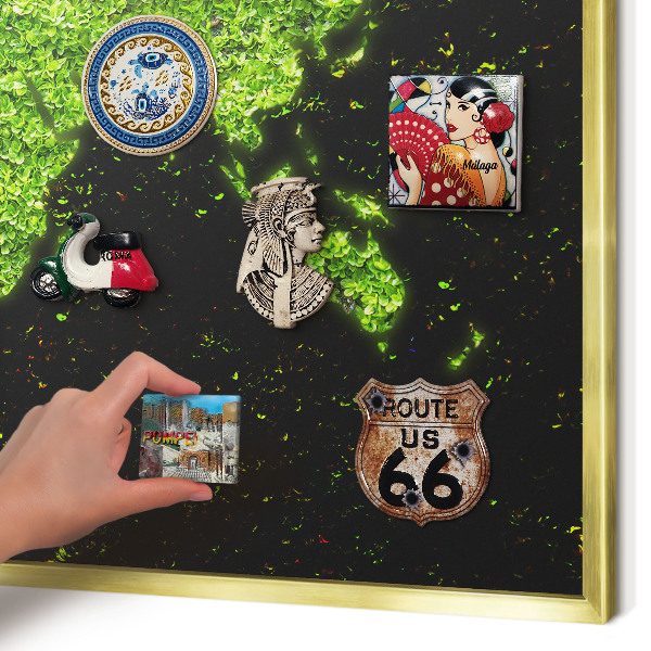 Magnetisch bord voor reismagneten met gouden lijst Groene kaart