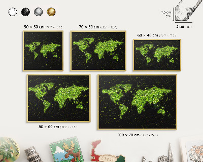 Magnetisch bord voor reismagneten met gouden lijst Groene kaart