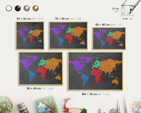 Metalen magneetbord met lijst in het goud Kleurenkaart