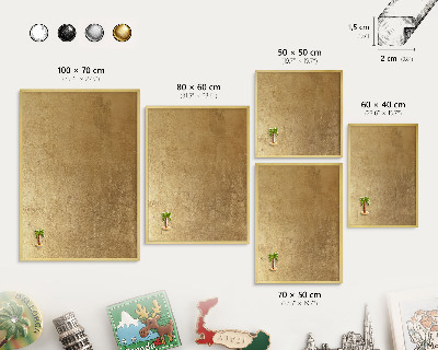 Metalen magneetbord met lijst in het goud Gele textuur