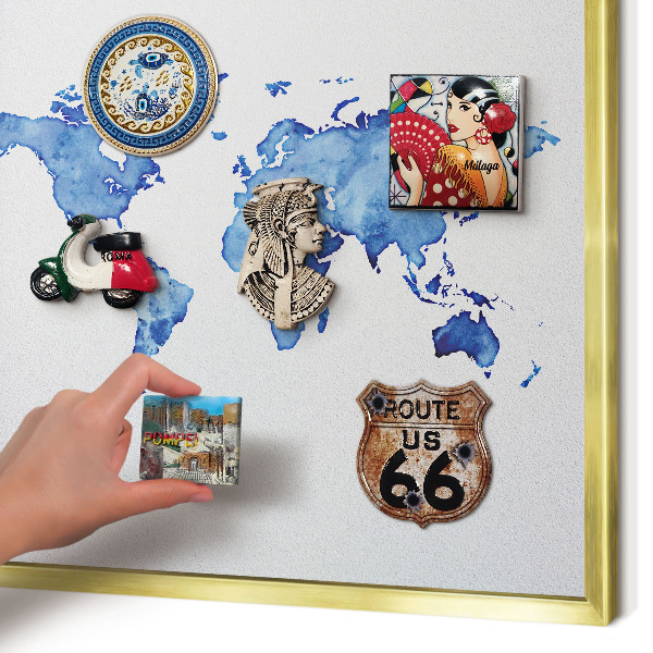 Magnetisch bord voor reismagneten met gouden lijst Aquarelkaart