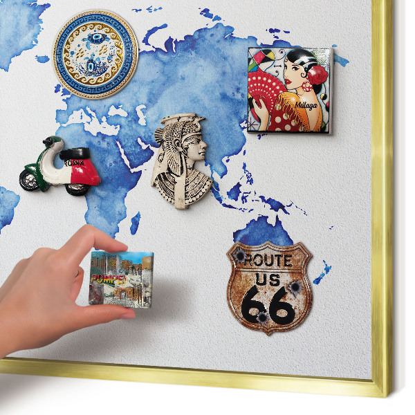 Magnetisch bord voor reismagneten met gouden lijst Aquarelkaart