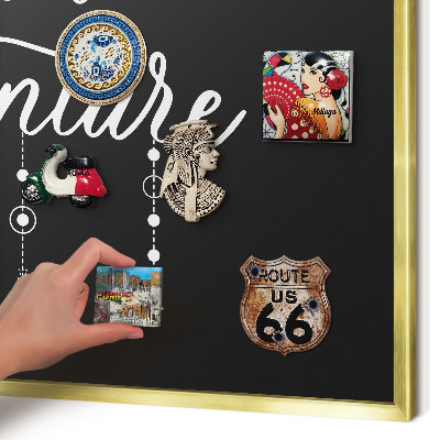 Metalen magneetbord met lijst in het goud Avontuur wacht.
