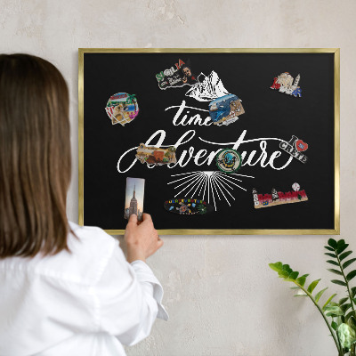 Metalen magneetbord met lijst in het goud Avontuurlijke tijd