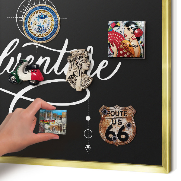 Metalen magneetbord met lijst in het goud Reisinspiratie