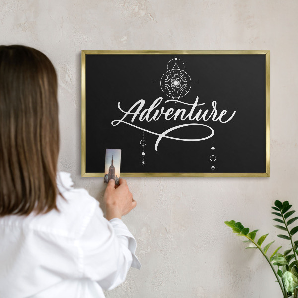 Metalen magneetbord met lijst in het goud Reisinspiratie