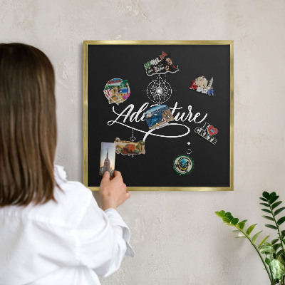 Metalen magneetbord met lijst in het goud Reisinspiratie