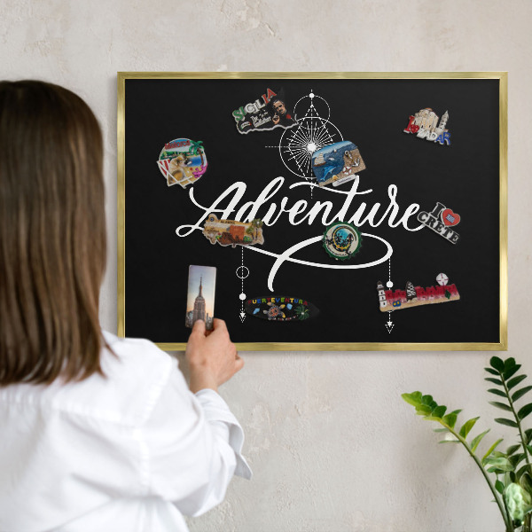 Metalen magneetbord met lijst in het goud Reisinspiratie