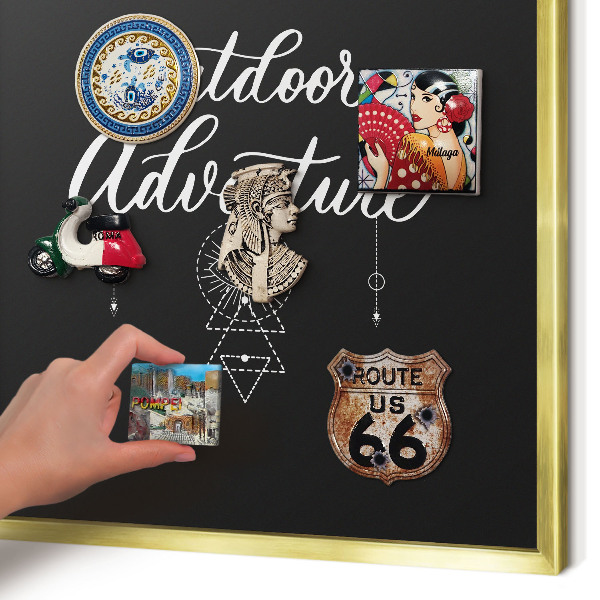Metalen magneetbord met lijst in het goud Buitenavontuur