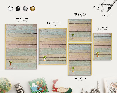 Magnetisch bord voor reismagneten met gouden lijst Rustieke planken