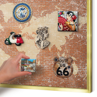 Metalen magneetbord met lijst in het goud Bakstenen plattegrond