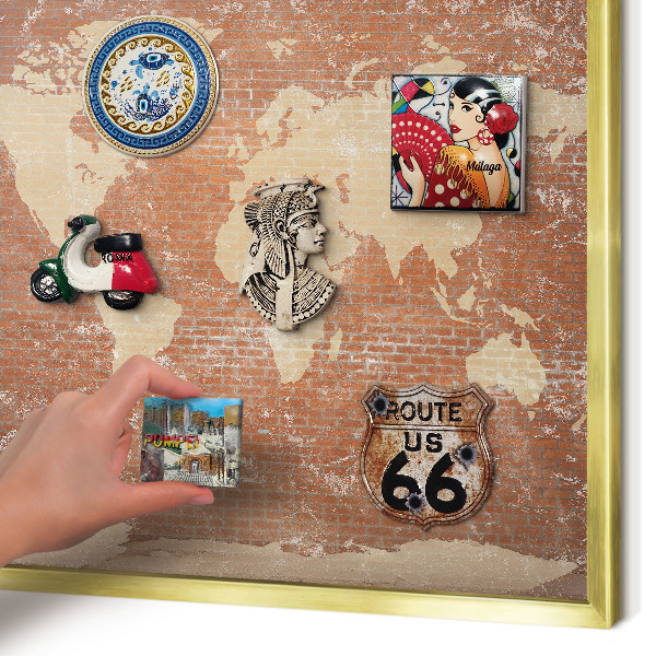Metalen magneetbord met lijst in het goud Bakstenen plattegrond