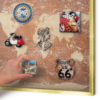 Metalen magneetbord met lijst in het goud Bakstenen plattegrond