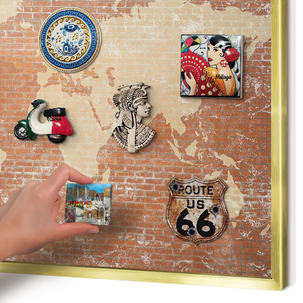 Metalen magneetbord met lijst in het goud Bakstenen plattegrond