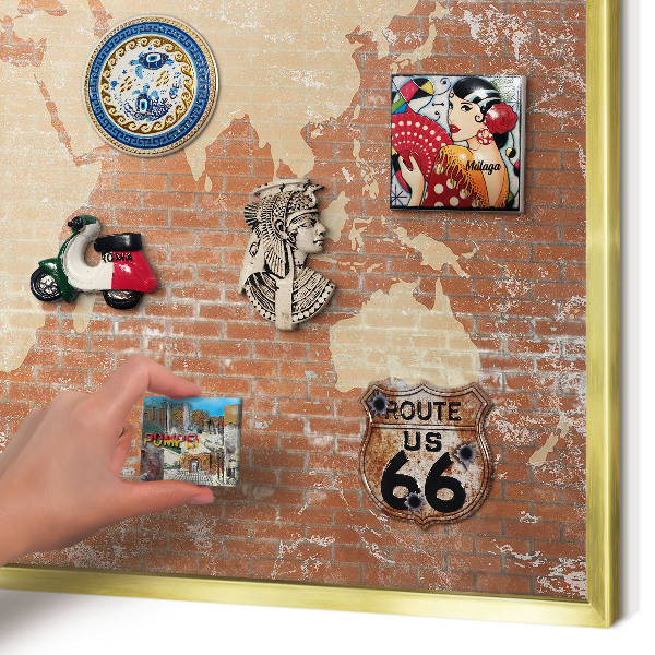 Metalen magneetbord met lijst in het goud Bakstenen plattegrond