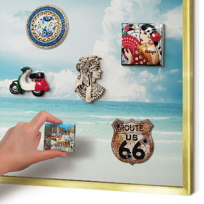 Metalen magneetbord met lijst in het goud Maritieme harmonie