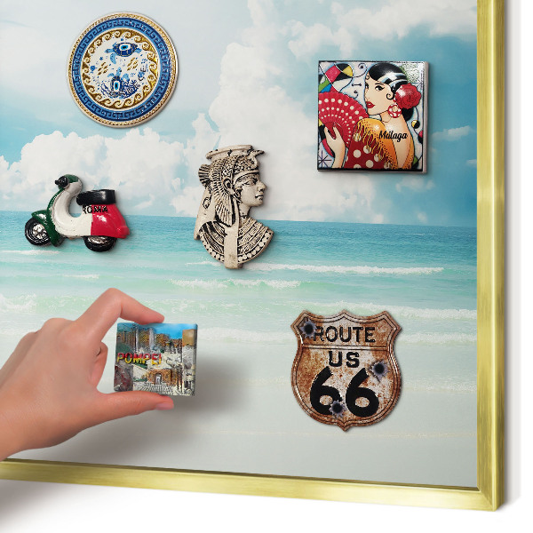 Metalen magneetbord met lijst in het goud Maritieme harmonie