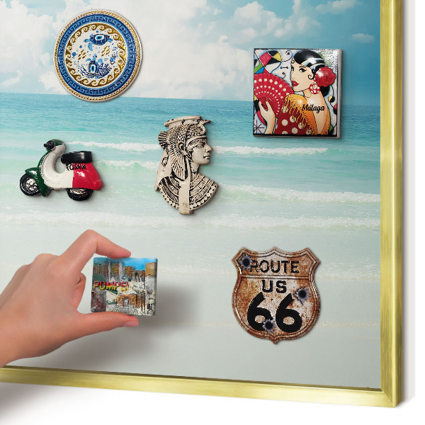 Metalen magneetbord met lijst in het goud Maritieme harmonie