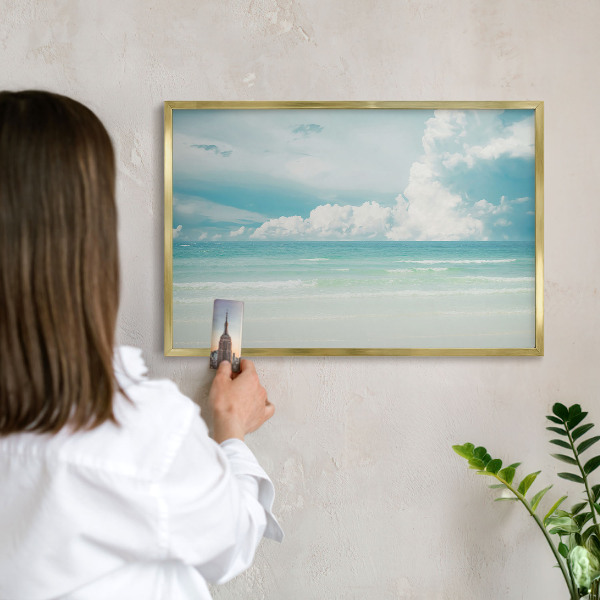 Metalen magneetbord met lijst in het goud Maritieme harmonie