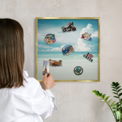 Metalen magneetbord met lijst in het goud Maritieme harmonie