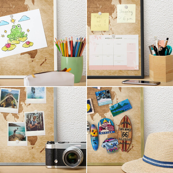 Metalen magneetbord met lijst in het goud Vintage kaart