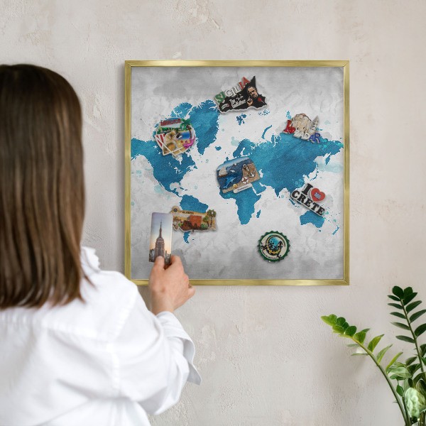 Magnetisch bord voor reismagneten met gouden lijst Aquarelkaart