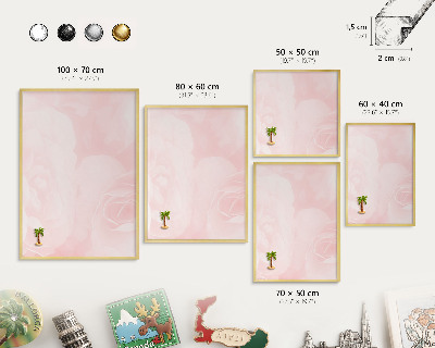 Metalen magneetbord met lijst in het goud Delicaat roze