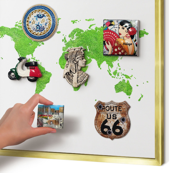 Magnetisch bord voor reismagneten met gouden lijst Groene kaart