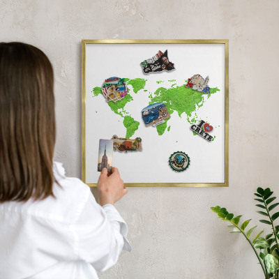 Magnetisch bord voor reismagneten met gouden lijst Groene kaart