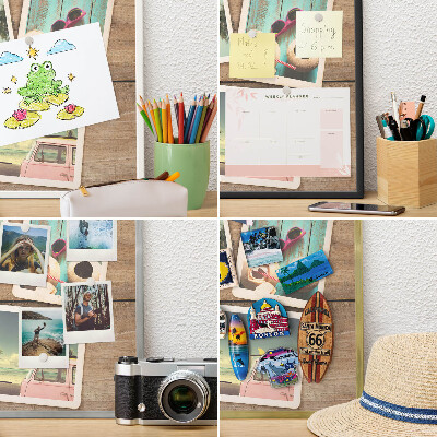 Metalen magneetbord met lijst in het goud Vakantienostalgie