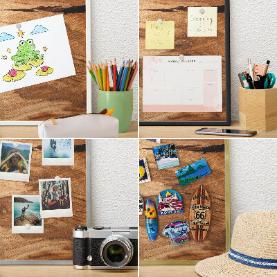 Magnetisch bord voor reismagneten met gouden lijst Natuurlijk hout