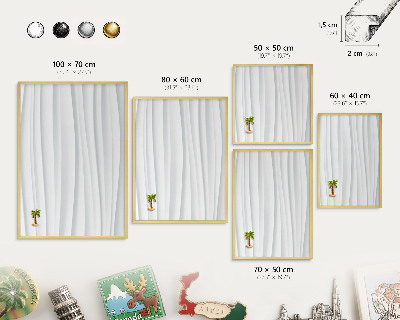 Metalen magneetbord met lijst in het goud Witte golven