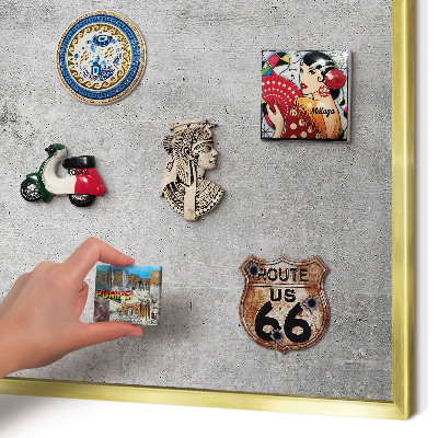Metalen magneetbord met lijst in het goud Betonpatroon