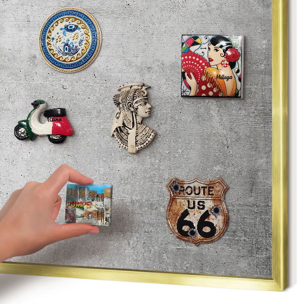 Metalen magneetbord met lijst in het goud Betonpatroon