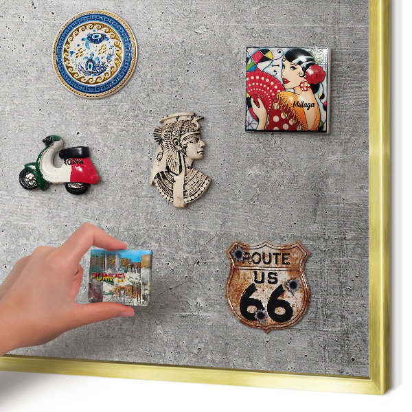 Metalen magneetbord met lijst in het goud Betonpatroon