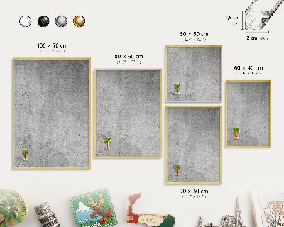 Metalen magneetbord met lijst in het goud Betonpatroon