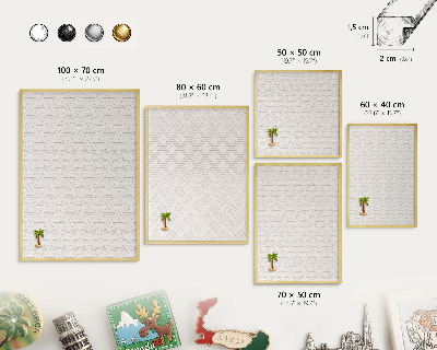 Metalen magneetbord met lijst in het goud Zachte golven