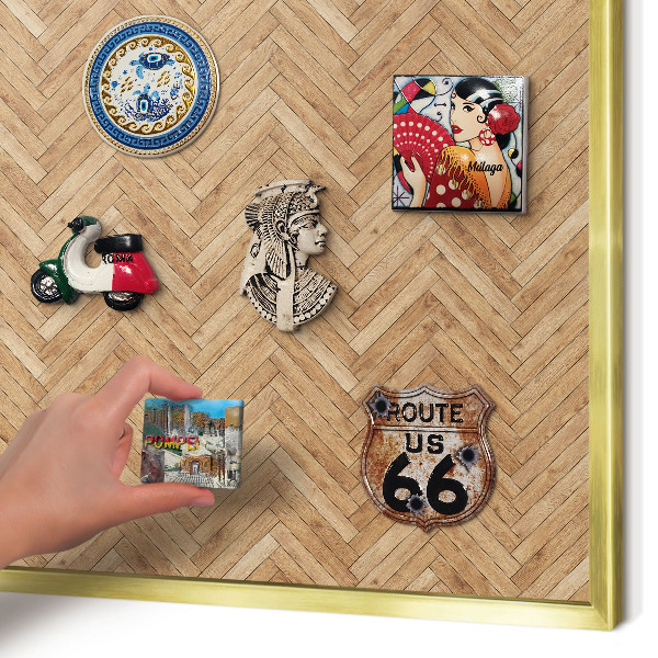 Magnetisch bord voor reismagneten met gouden lijst Visgraatpatroon