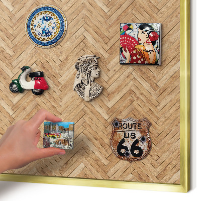 Magnetisch bord voor reismagneten met gouden lijst Visgraatpatroon