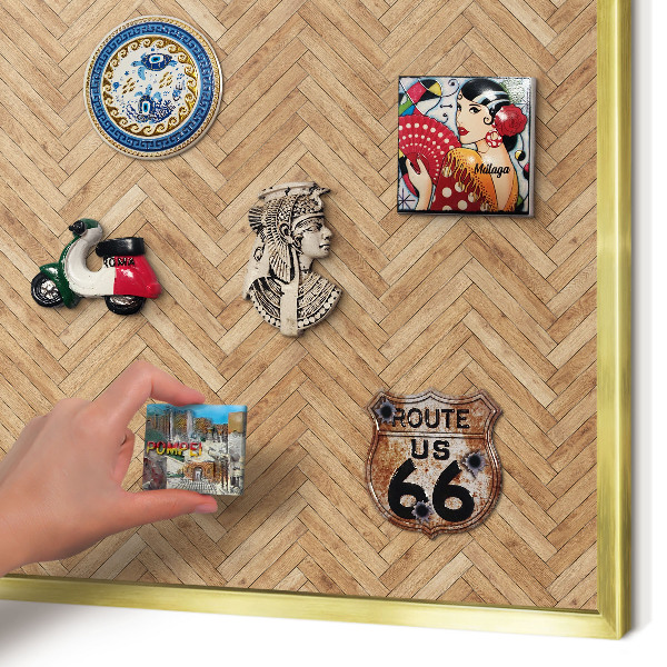 Magnetisch bord voor reismagneten met gouden lijst Visgraatpatroon